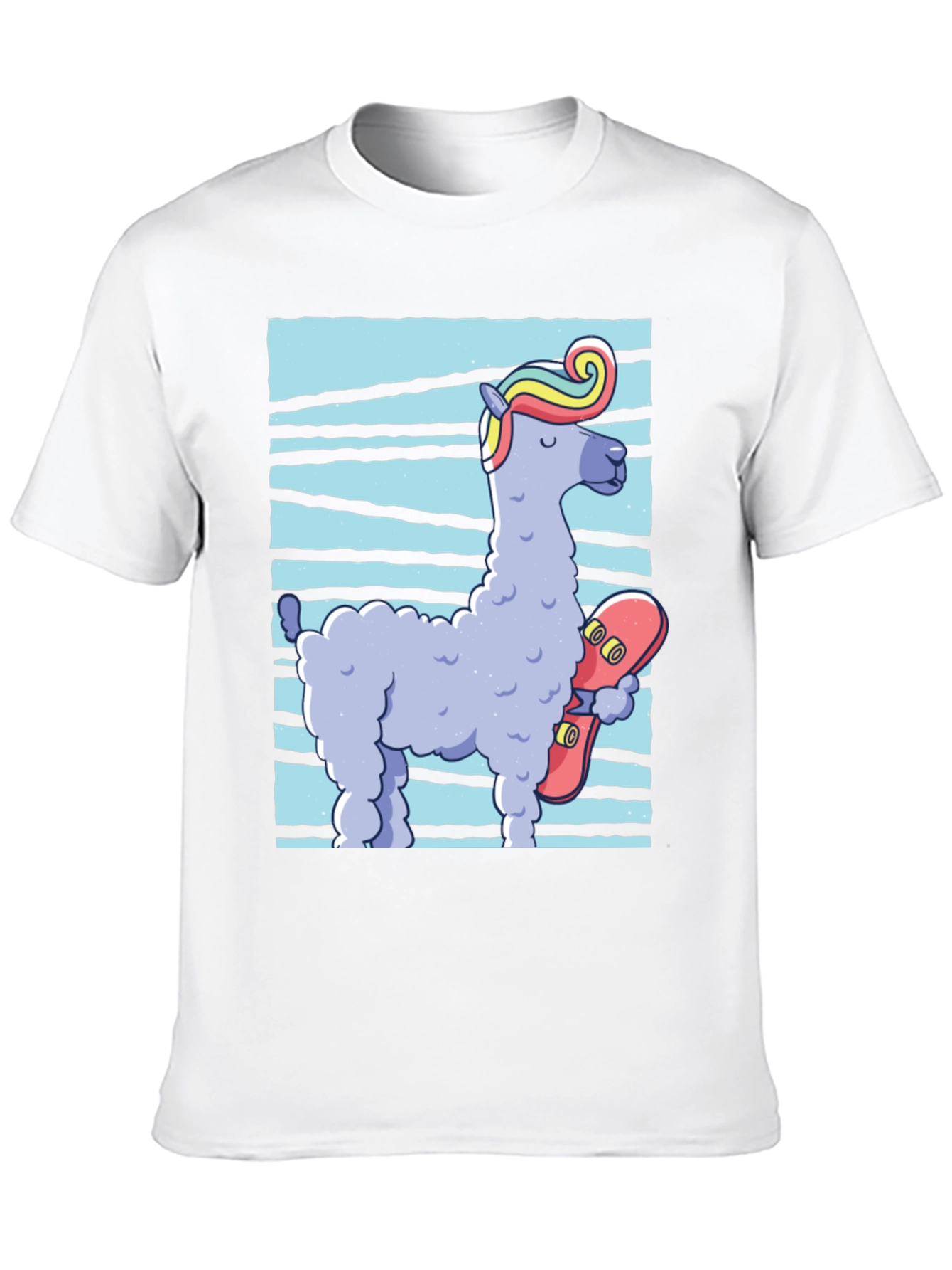 Llama Skateboarder Graphic Tee - Black Cotton Blend