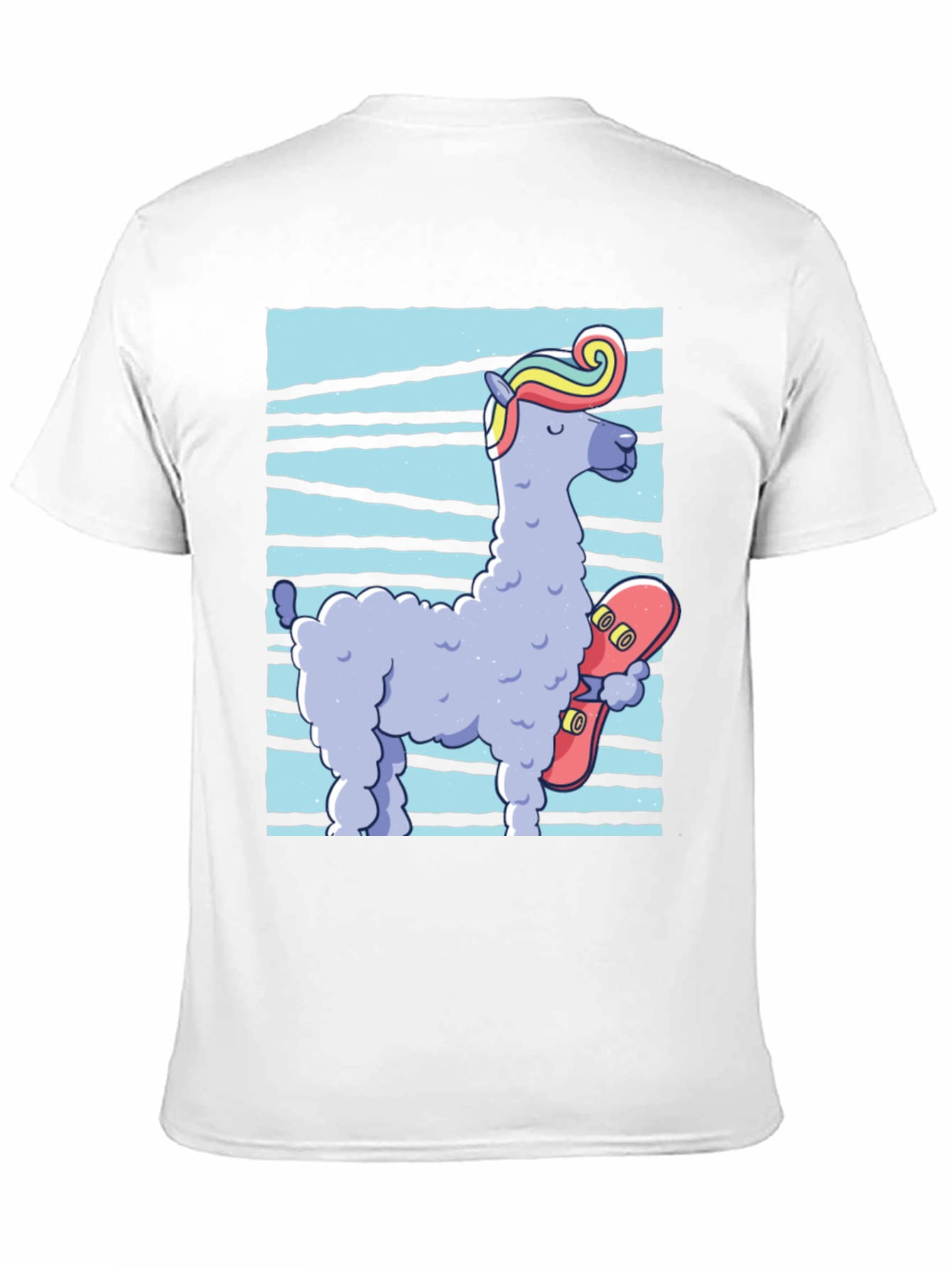 Llama Skateboarder Graphic Tee - Black Cotton Blend