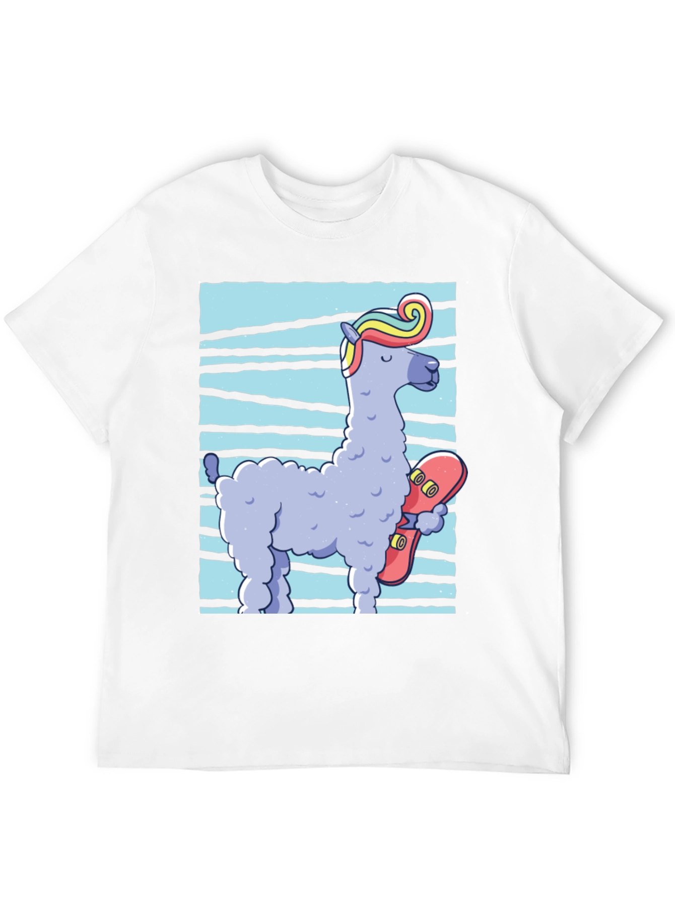 Llama Skateboarder Graphic Tee - Black Cotton Blend