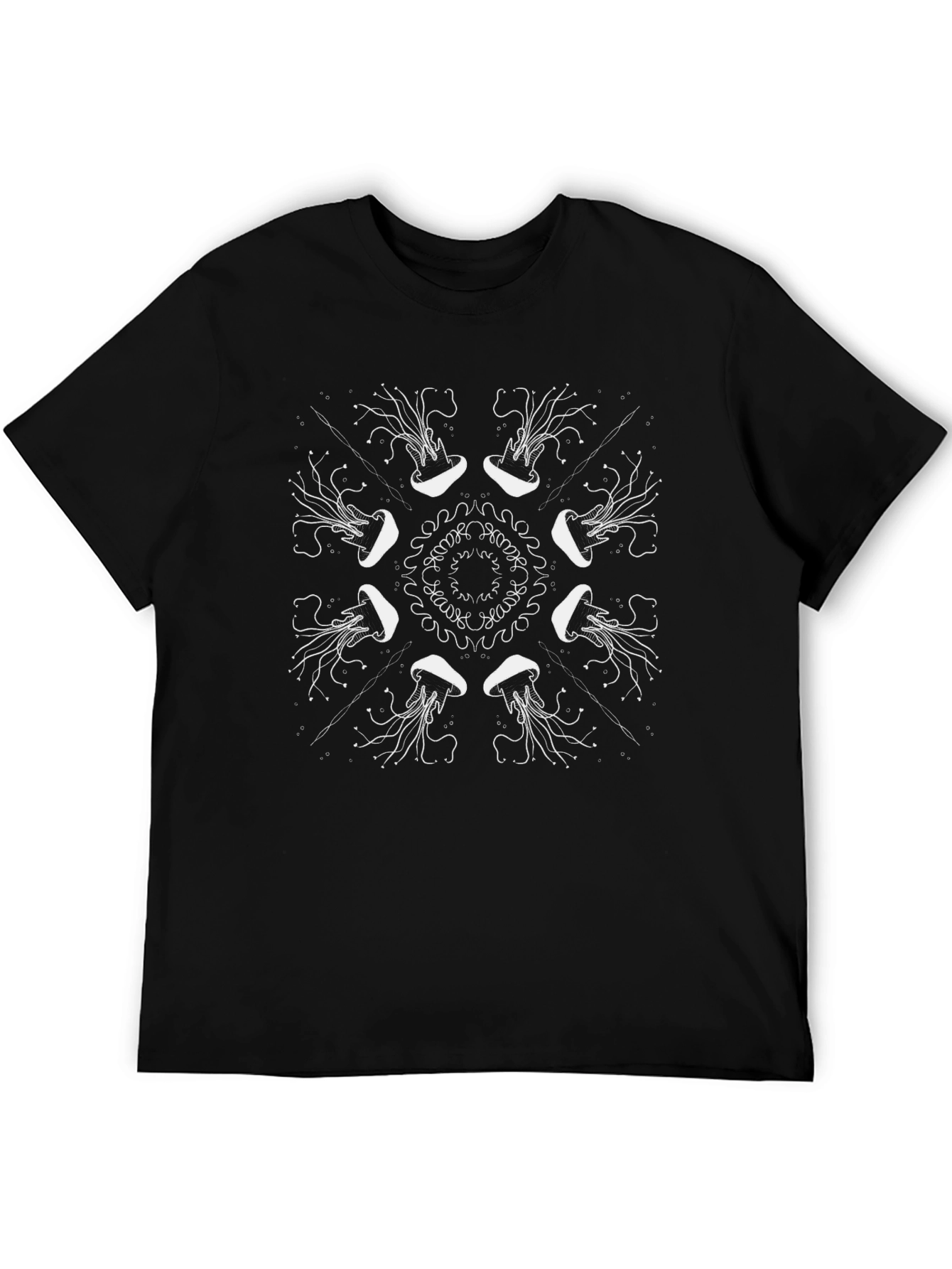 Jellyfish Pattern Black T-Shirt