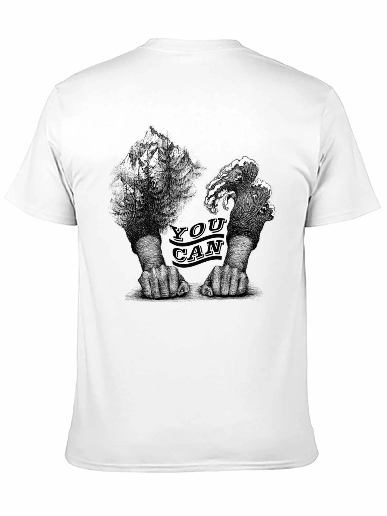 Unique Graphic Print Black Crew Neck Tee
