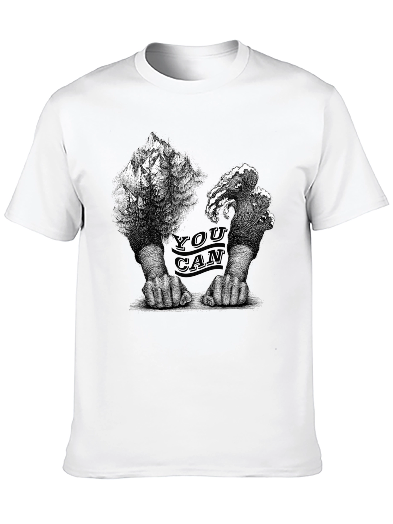 Unique Graphic Print Black Crew Neck Tee