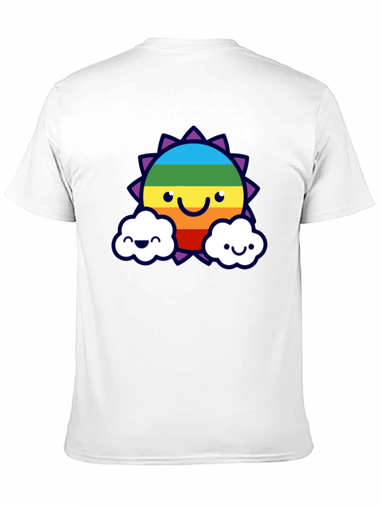 Rainbow Sun Clouds Graphic Tee - Black Cotton Blend