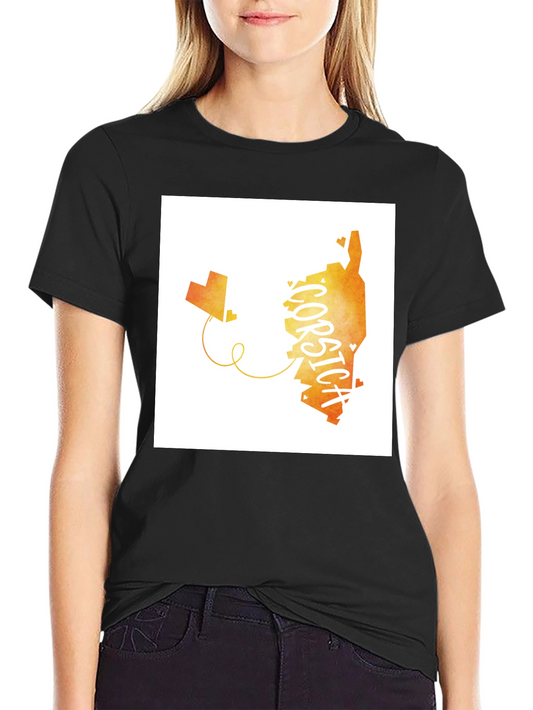 Corsica Map Graphic Tee - Black Cotton T-Shirt