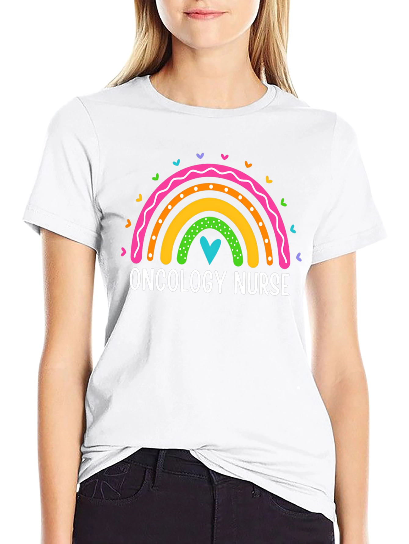 Oncology Nurse Rainbow Heart T-Shirt