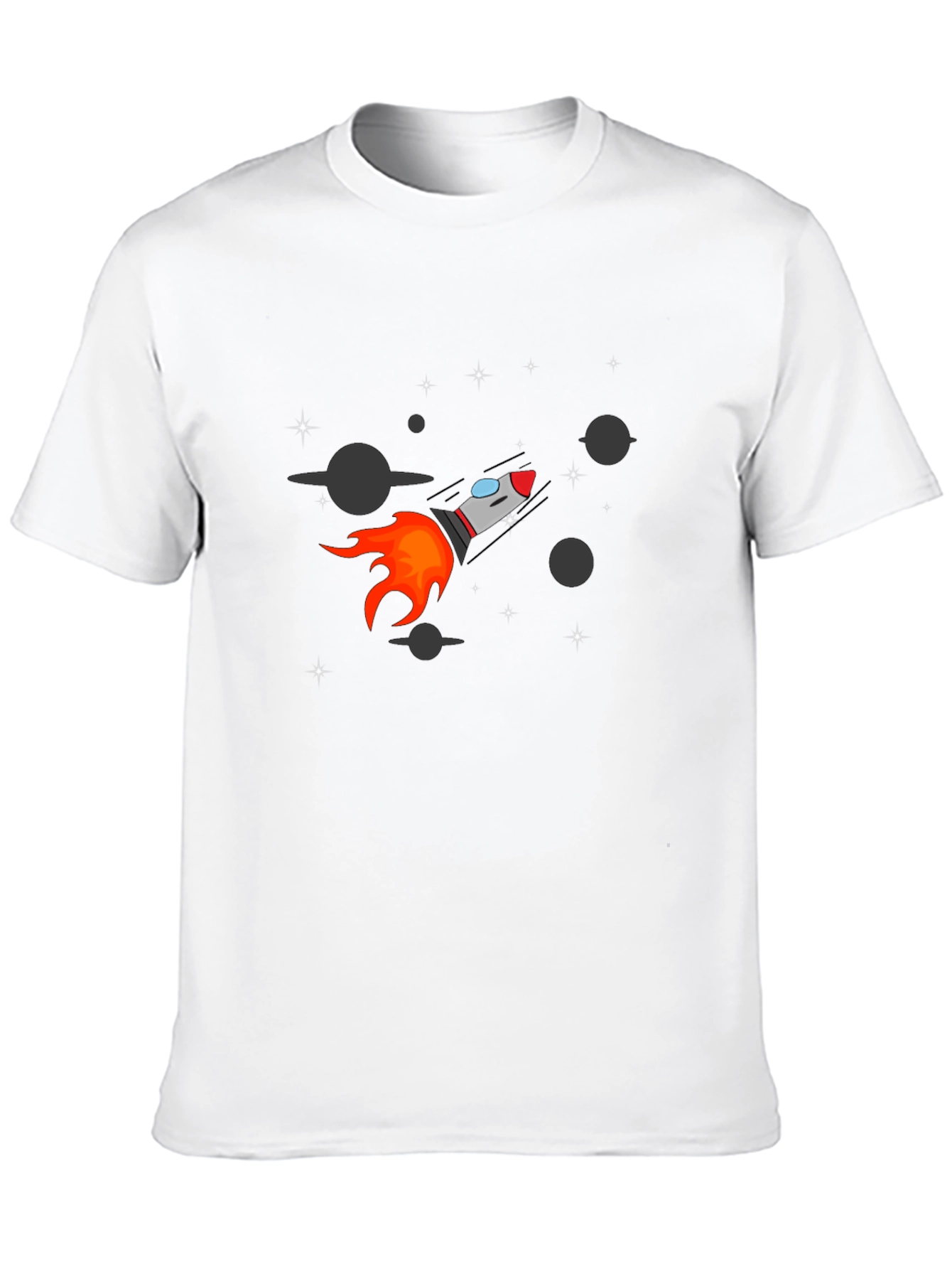 Rocket Graphic Black Tee - Space Adventure