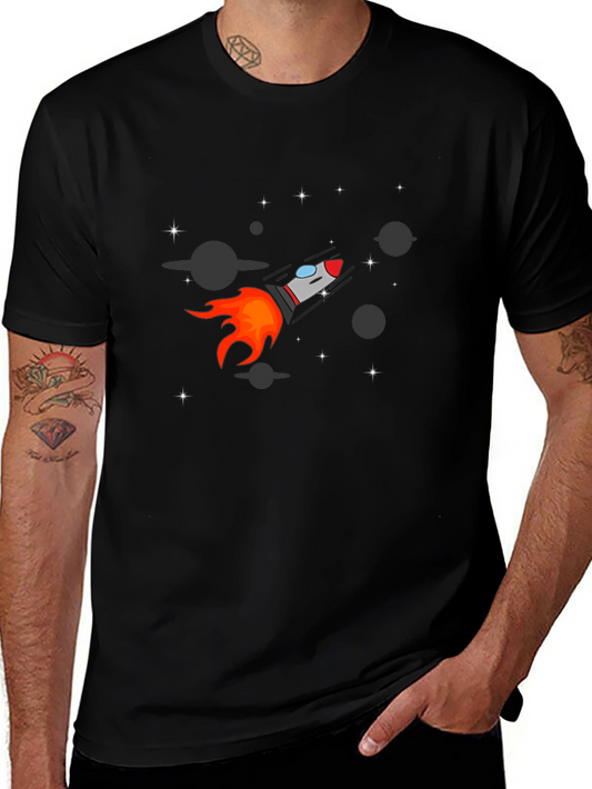 Rocket Graphic Black Tee - Space Adventure