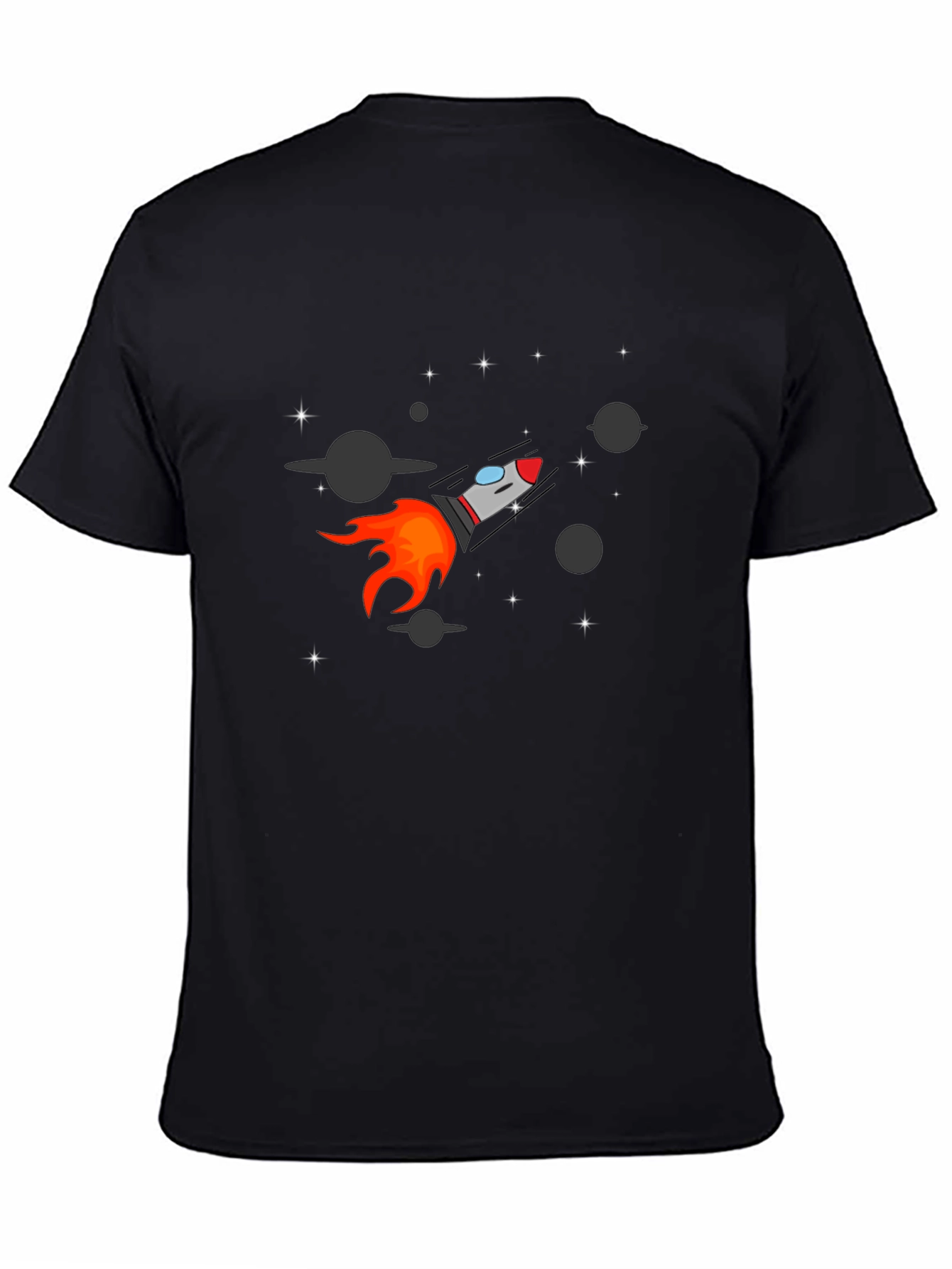 Rocket Graphic Black Tee - Space Adventure