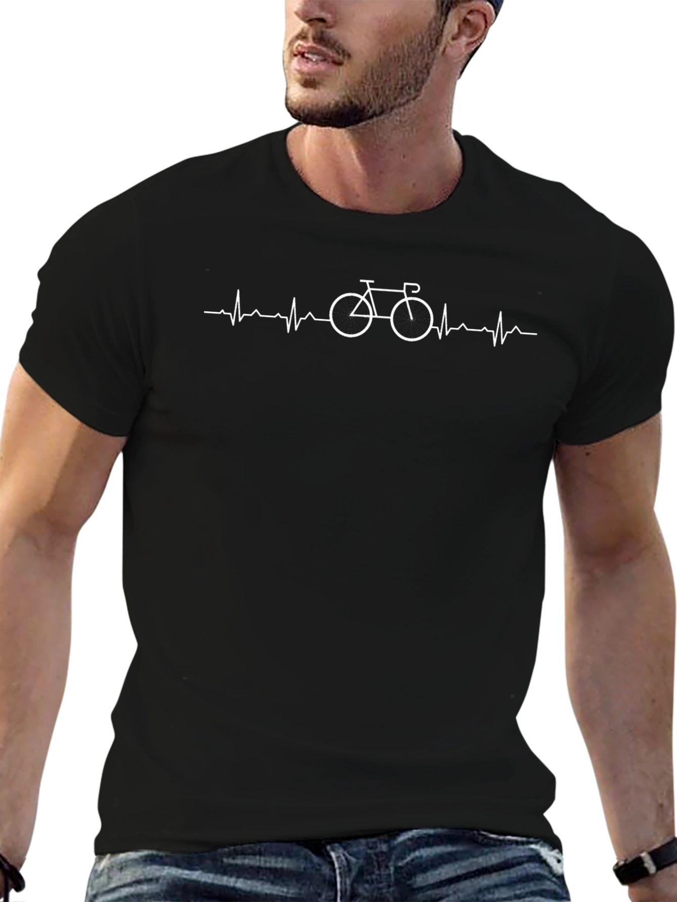 Cyclist Heartbeat T-Shirt - Black