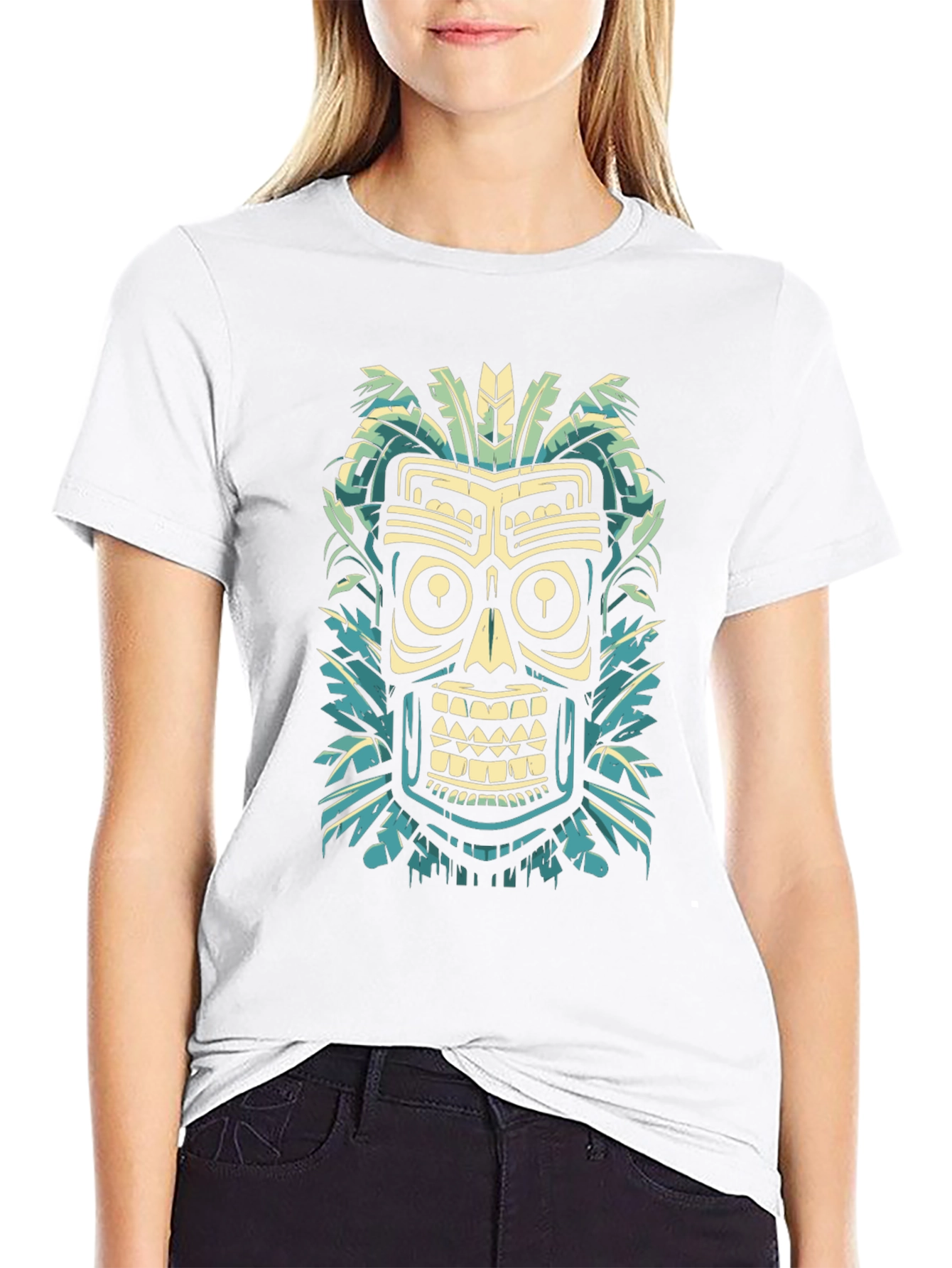 Tribal Tiki Mask Graphic Tee - Island Style
