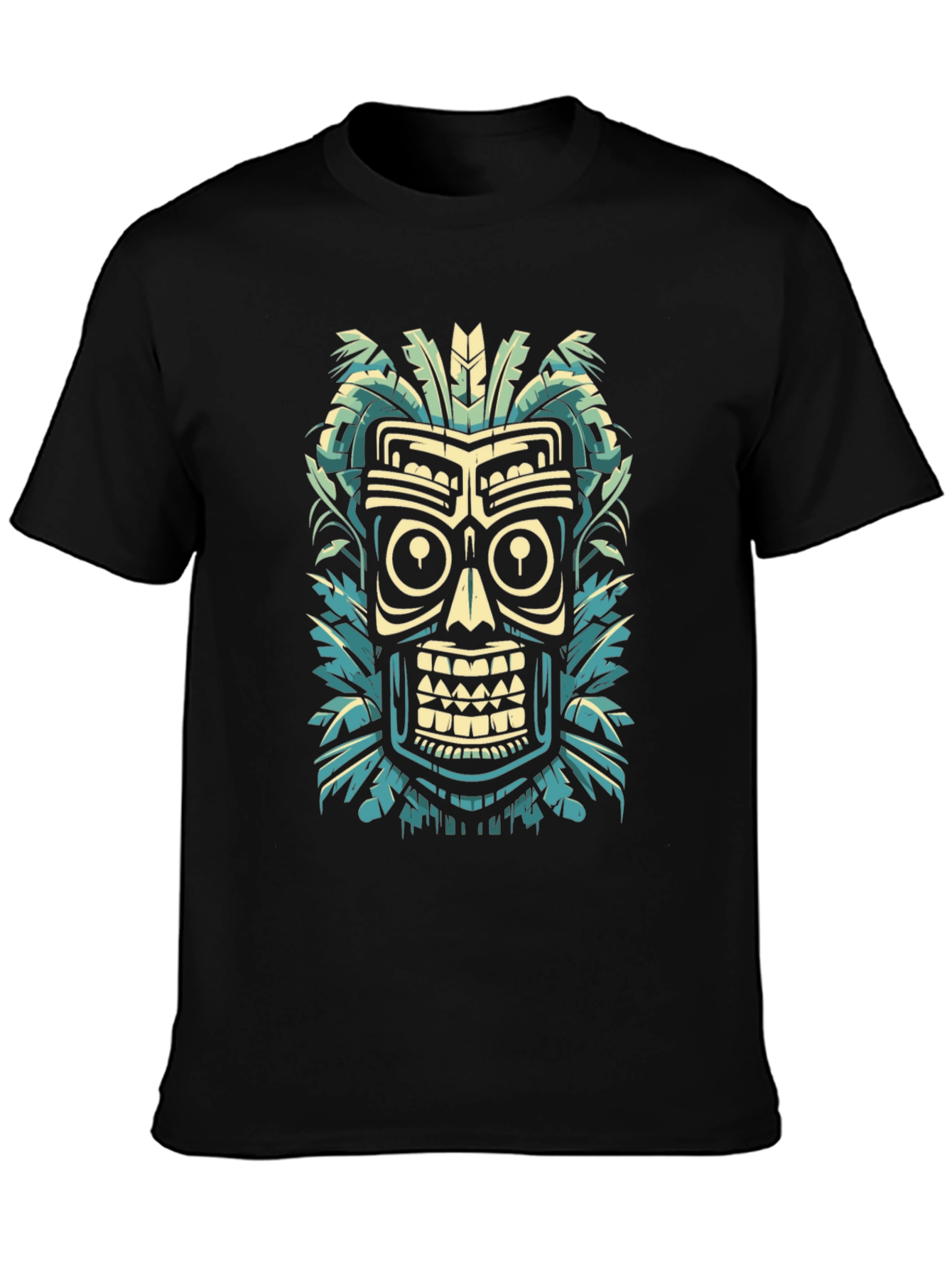 Tribal Tiki Mask Graphic Tee - Island Style