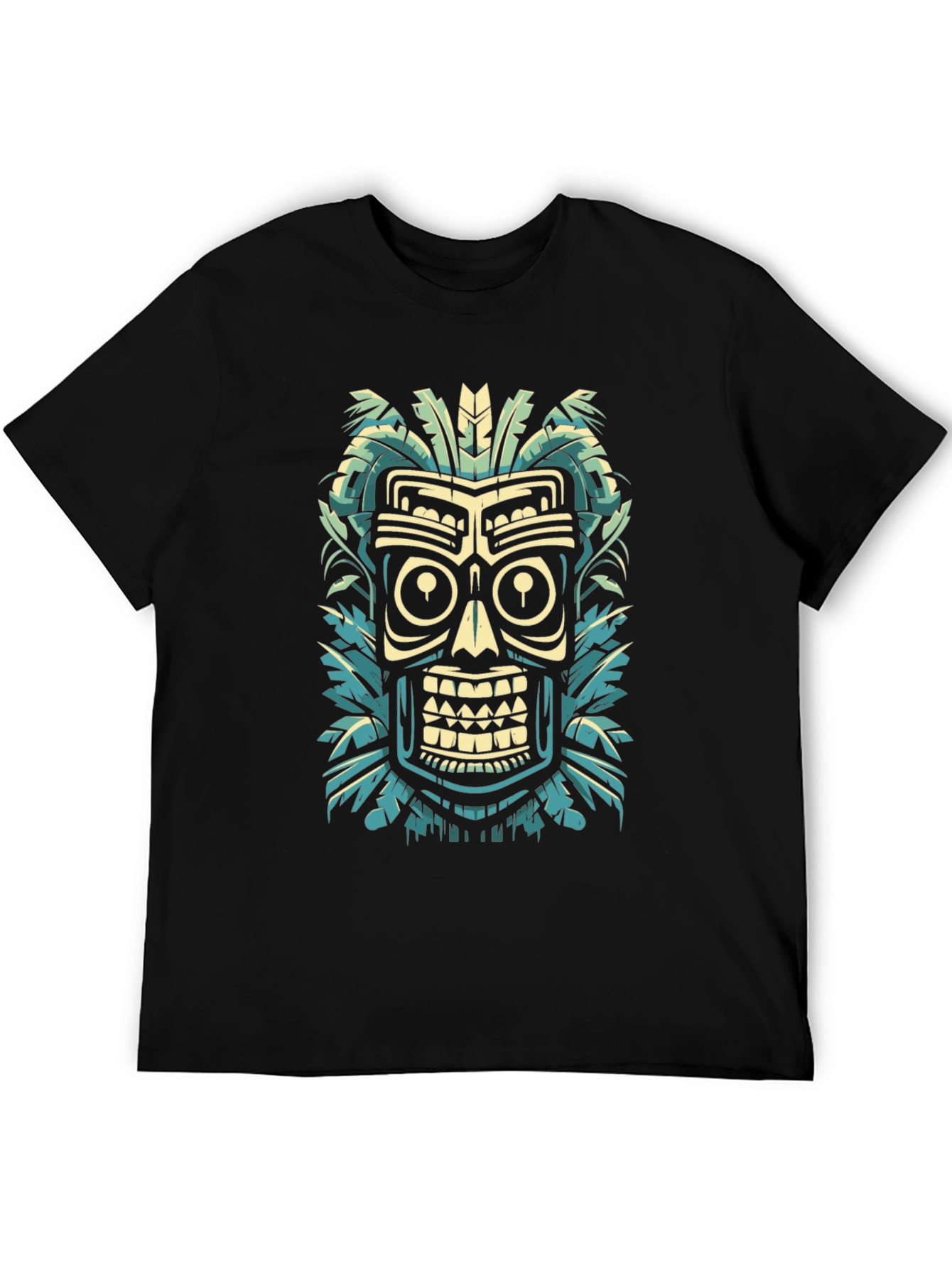 Tribal Tiki Mask Graphic Tee - Island Style
