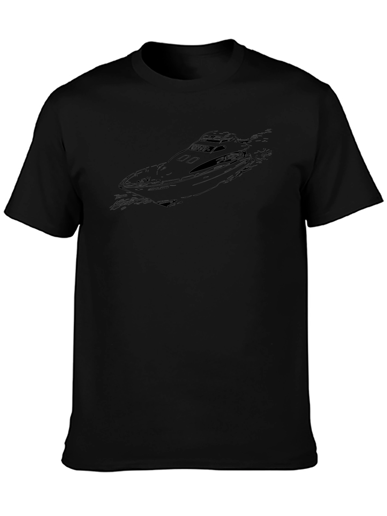Speed Boat Graphic Tee - Black Cotton