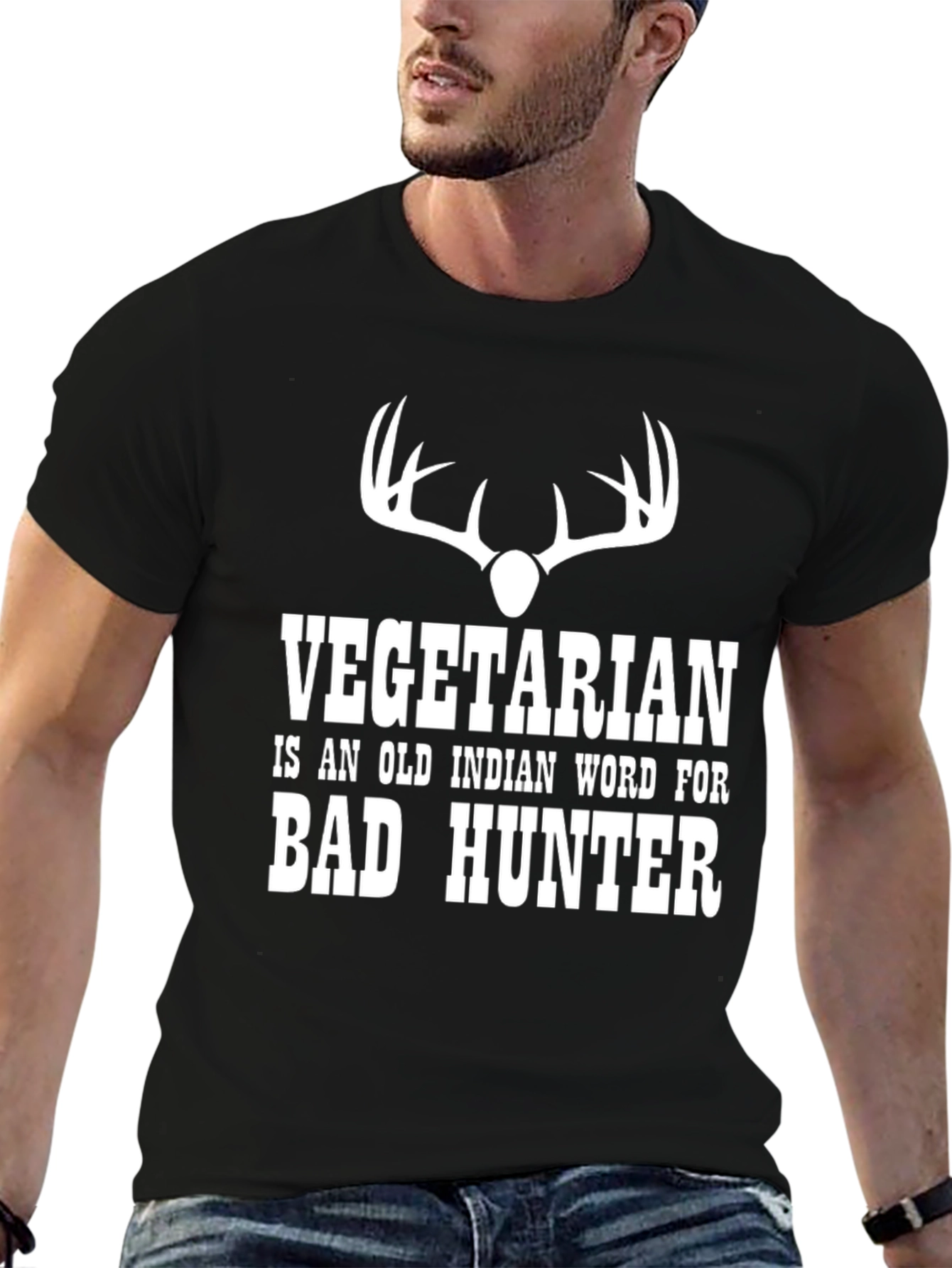 Funny Vegetarian Bad Hunter Graphic T-Shirt