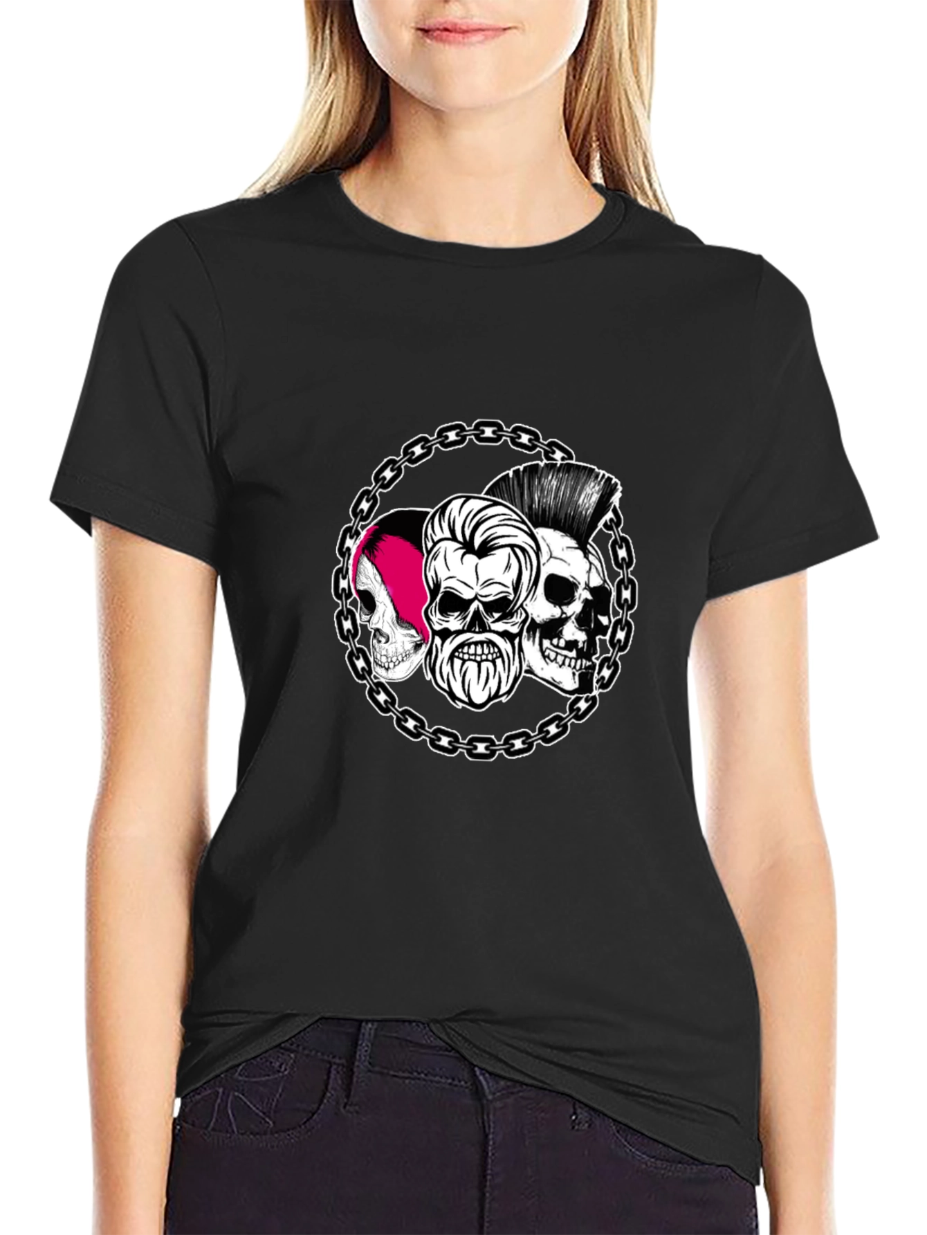 Skull Chain Graphic Tee - Black Punk Rock Shirt