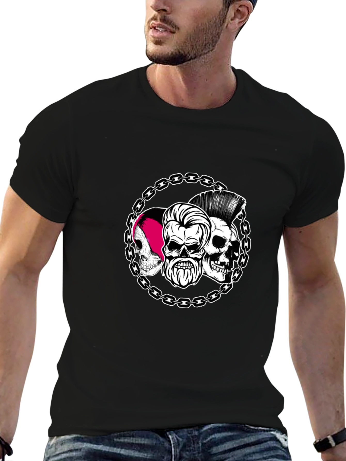 Skull Chain Graphic Tee - Black Punk Rock Shirt