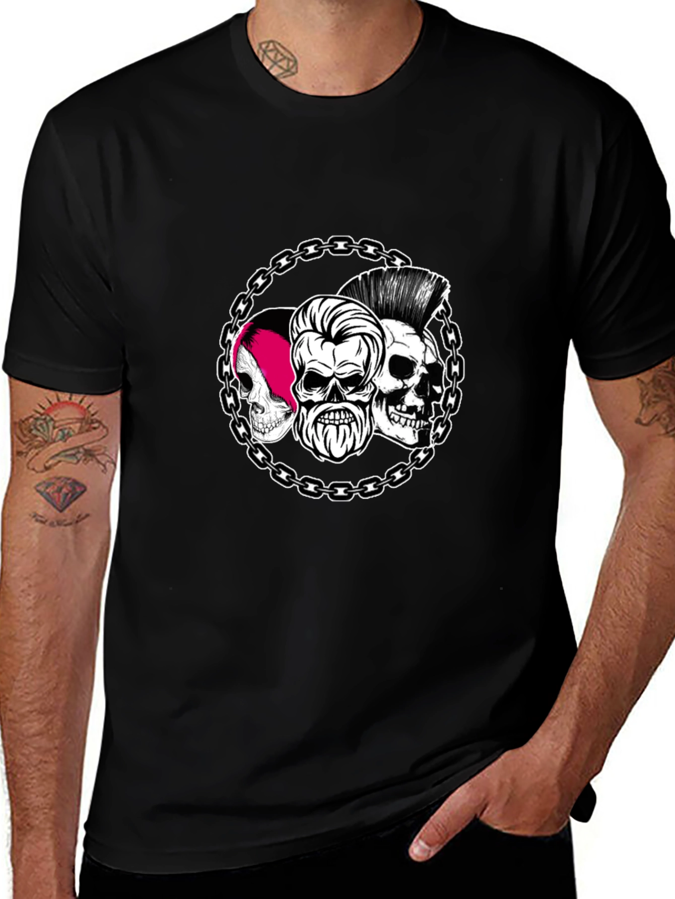 Skull Chain Graphic Tee - Black Punk Rock Shirt