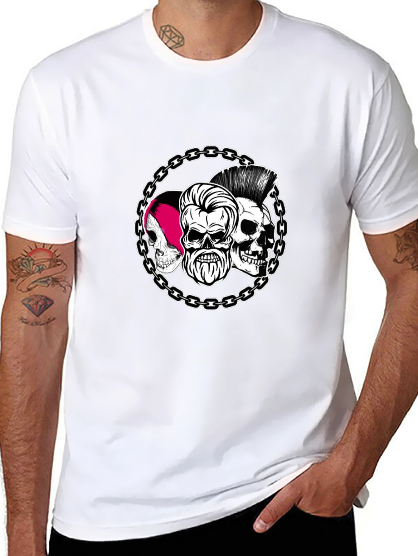 Skull Chain Graphic Tee - Black Punk Rock Shirt
