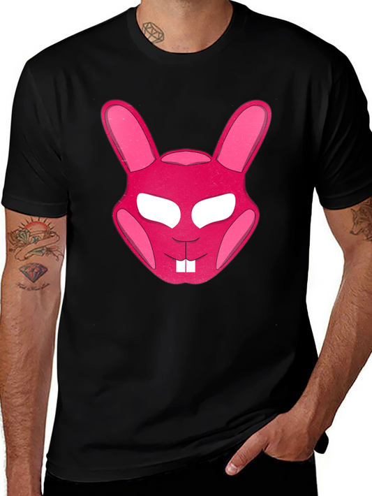 Pink Bunny Graphic Tee - Soft Cotton Crew Neck Shirt