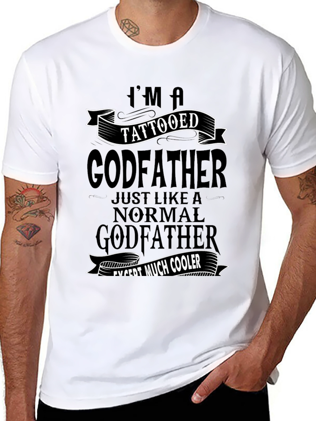 Tattooed Godfather Graphic Tee - Cool Dad Shirt