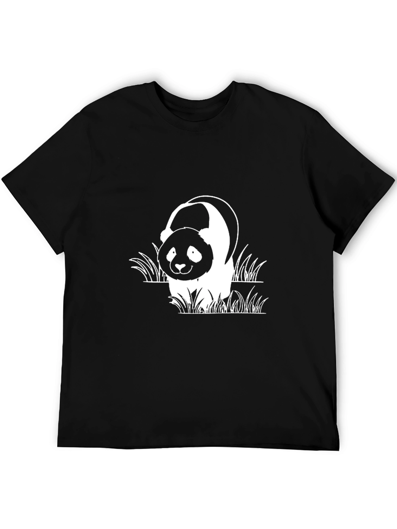 Panda Bear Graphic Black T-Shirt