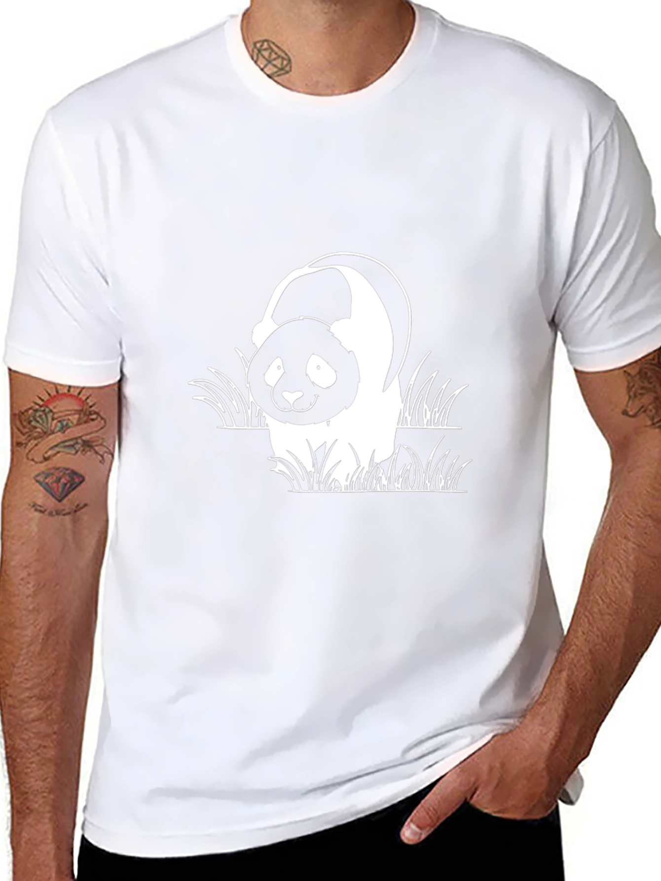 Panda Bear Graphic Black T-Shirt