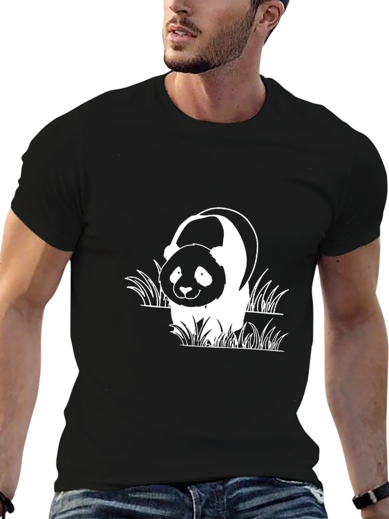Panda Bear Graphic Black T-Shirt