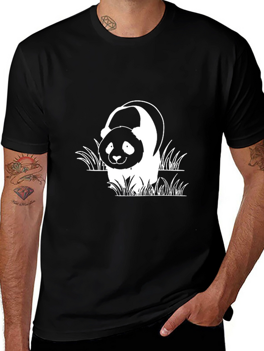 Panda Bear Graphic Black T-Shirt