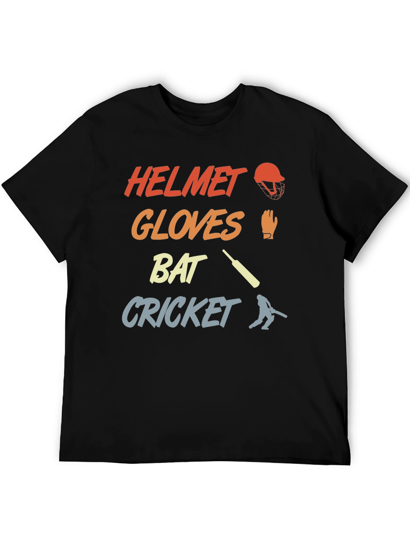 Cricket Helmet Gloves Bat T-Shirt
