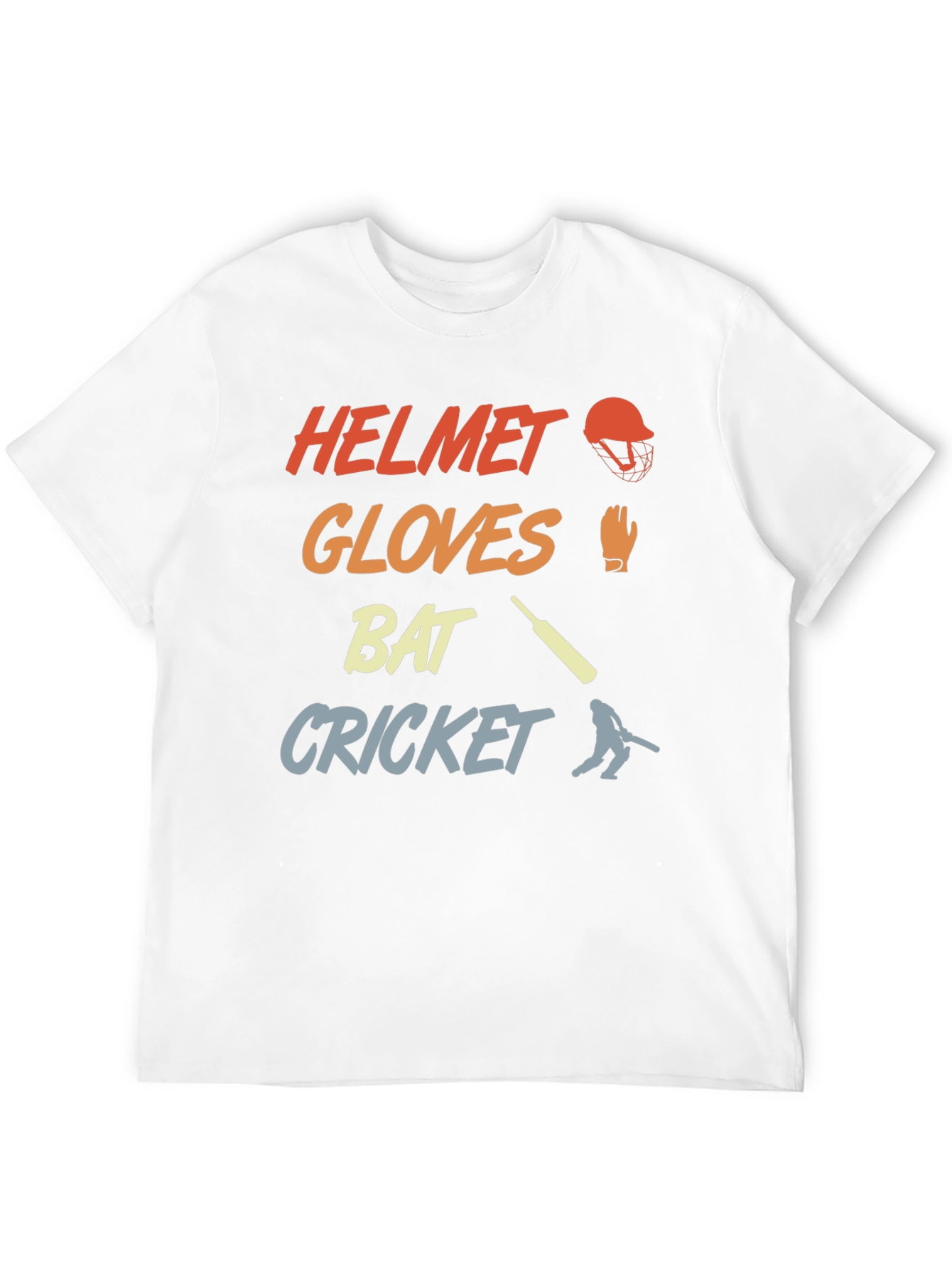Cricket Helmet Gloves Bat T-Shirt