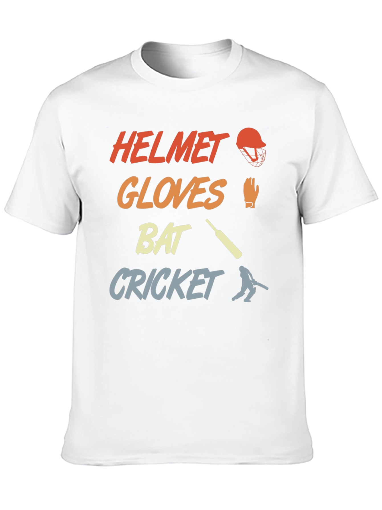 Cricket Helmet Gloves Bat T-Shirt