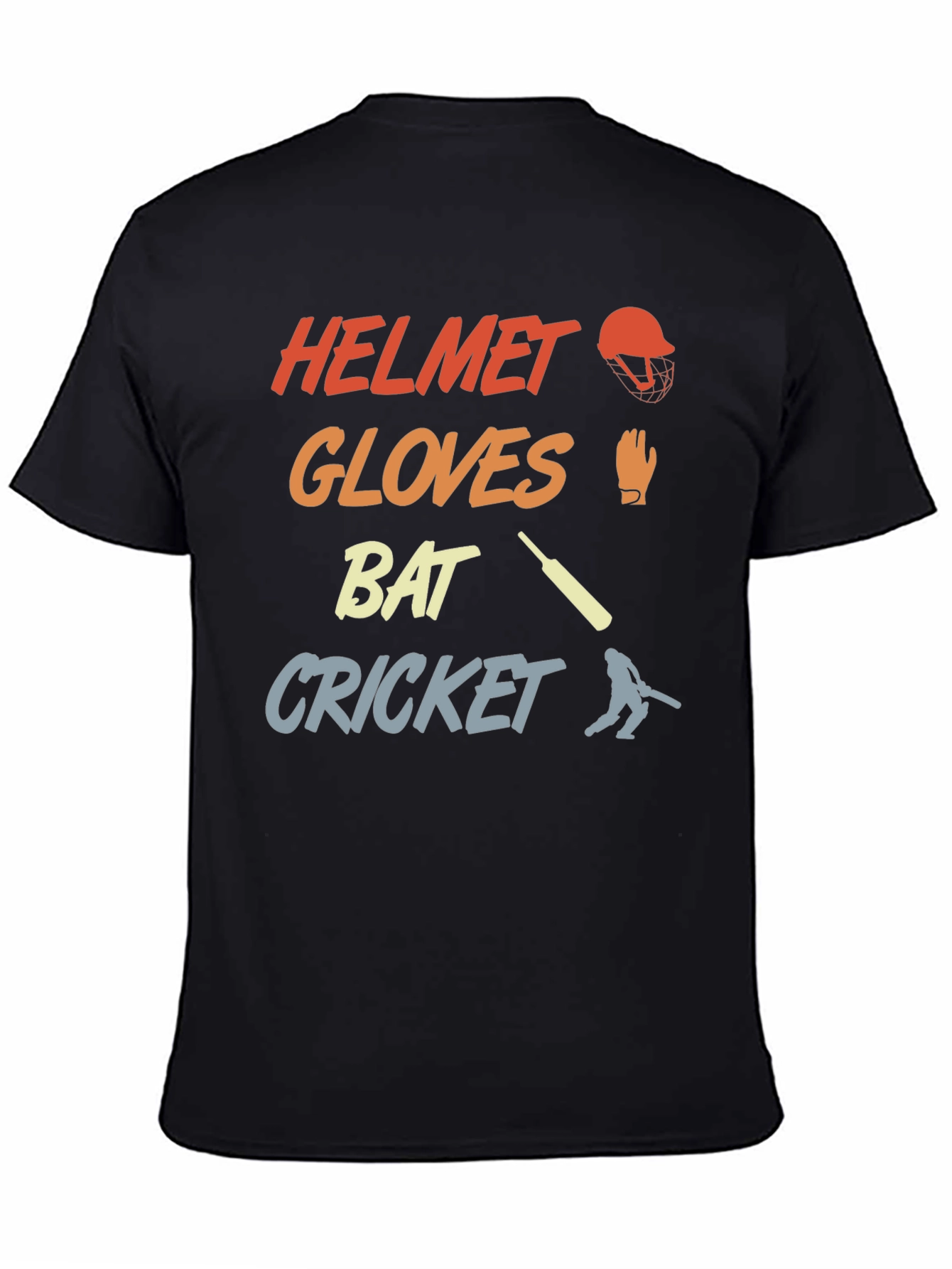 Cricket Helmet Gloves Bat T-Shirt