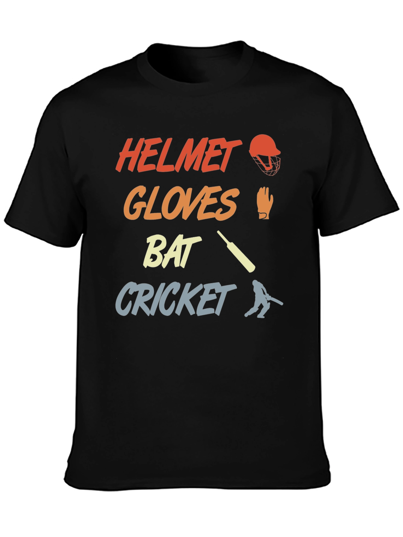 Cricket Helmet Gloves Bat T-Shirt