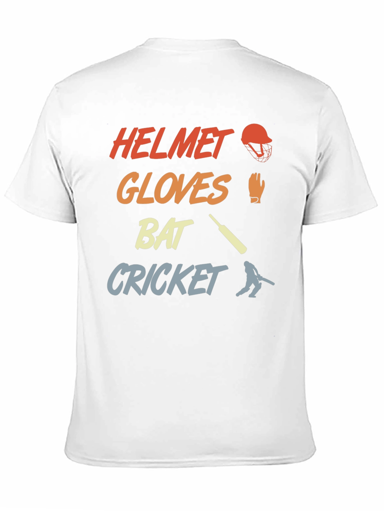 Cricket Helmet Gloves Bat T-Shirt
