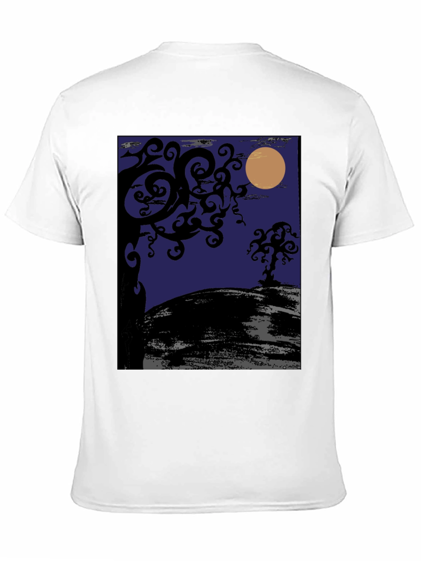 Spooky Night Tree Graphic Tee - Black Cotton