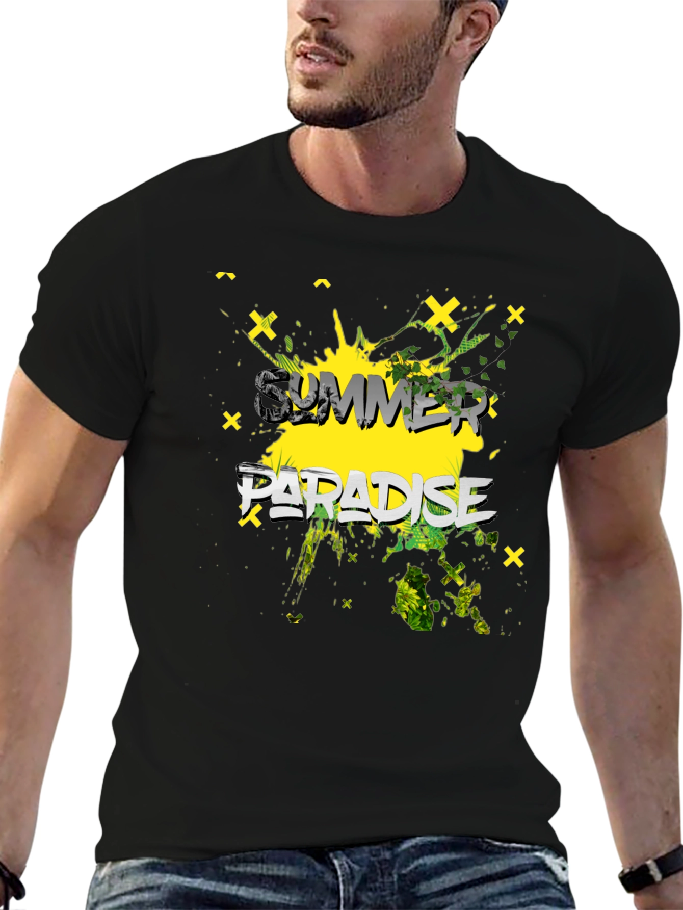 Summer Paradise Graphic Print Mens T-Shirt