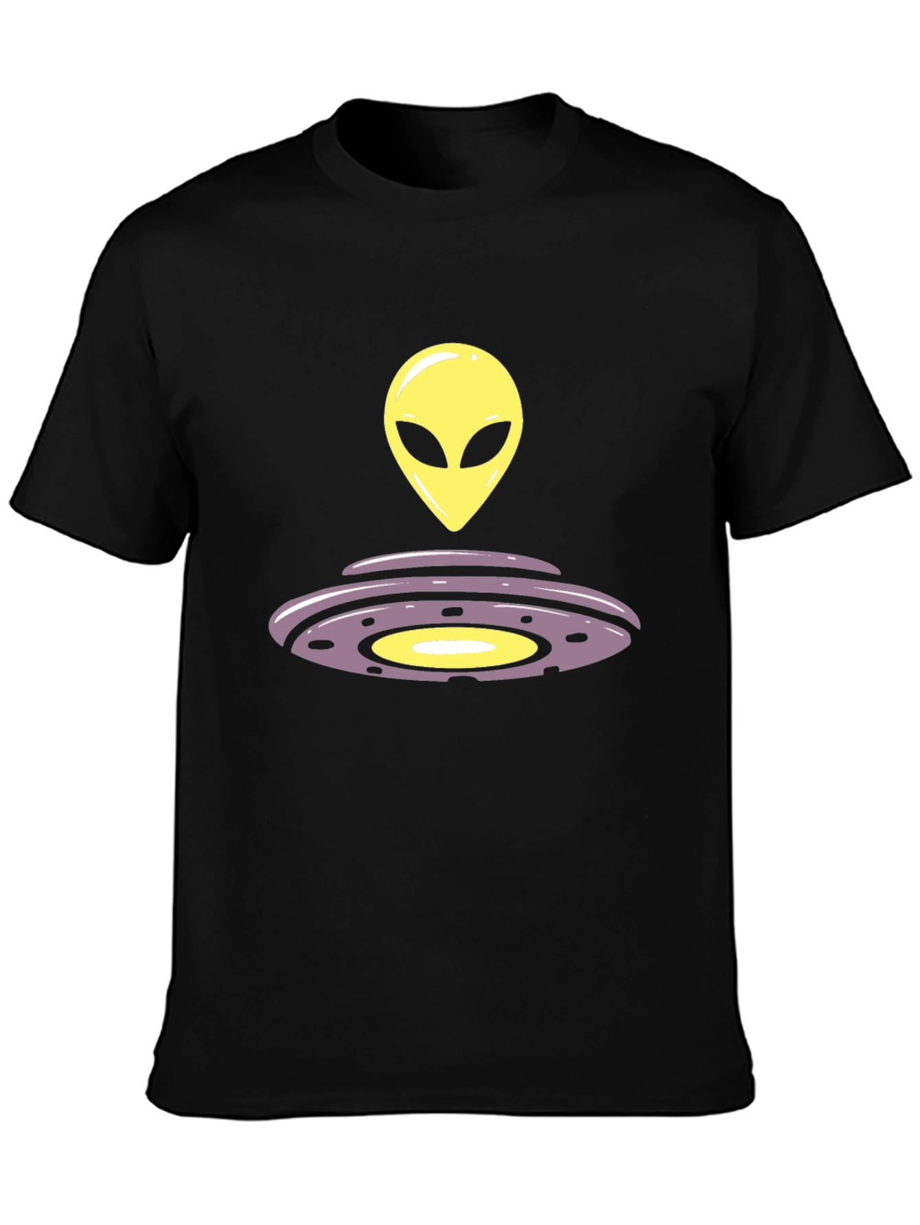 Alien UFO Graphic Tee - Black Casual T-Shirt