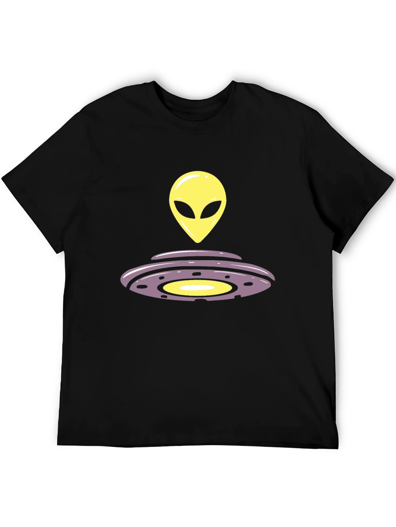 Alien UFO Graphic Tee - Black Casual T-Shirt