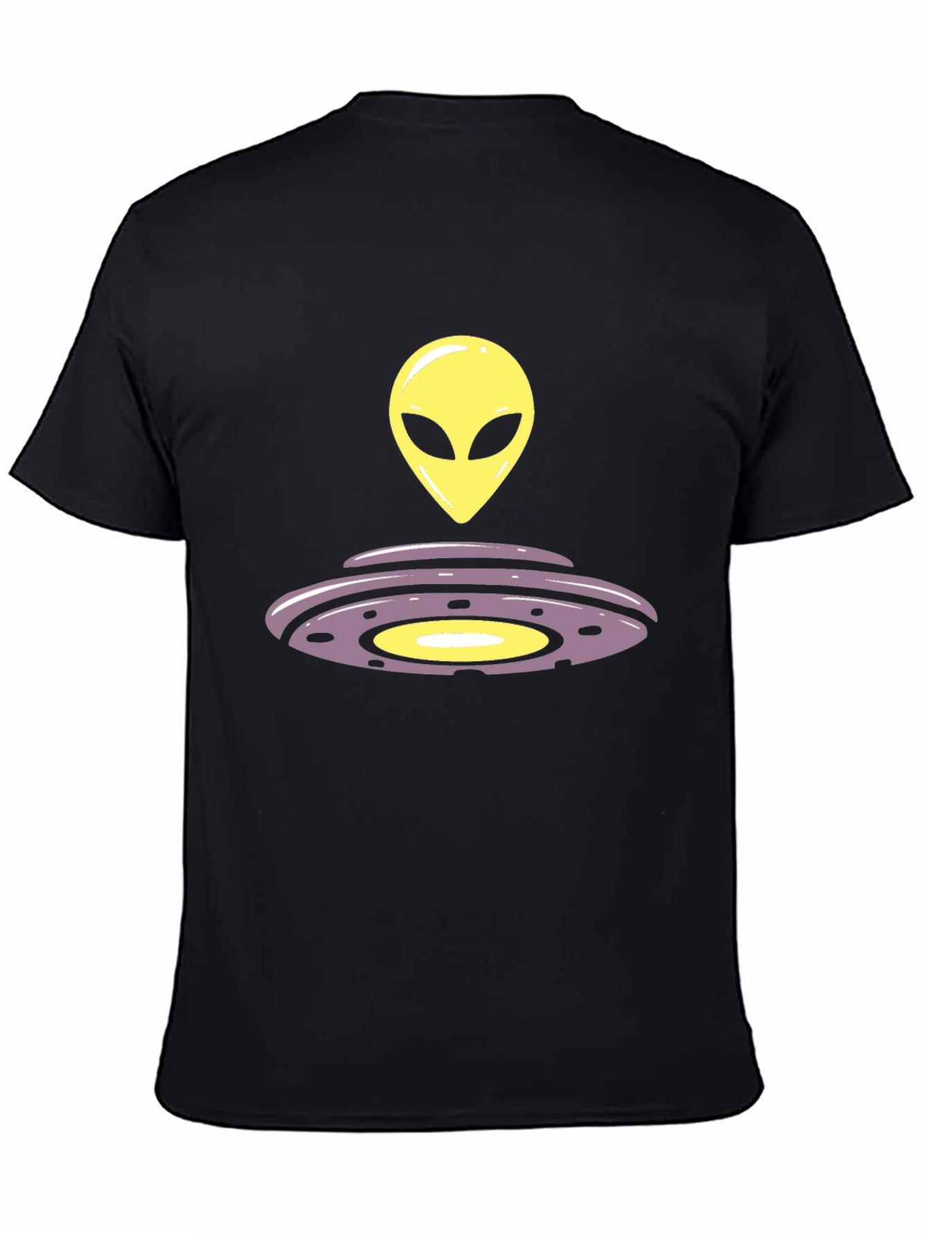 Alien UFO Graphic Tee - Black Casual T-Shirt