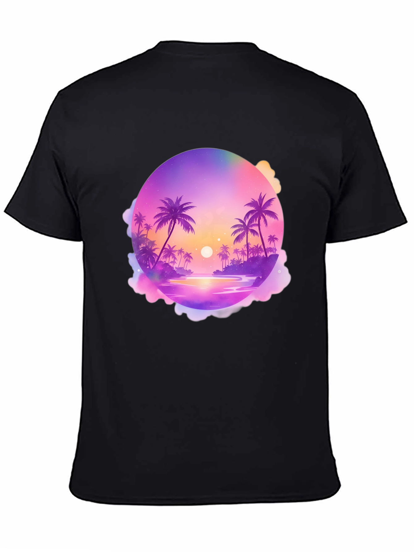 Tropical Sunset Graphic Tee - Black