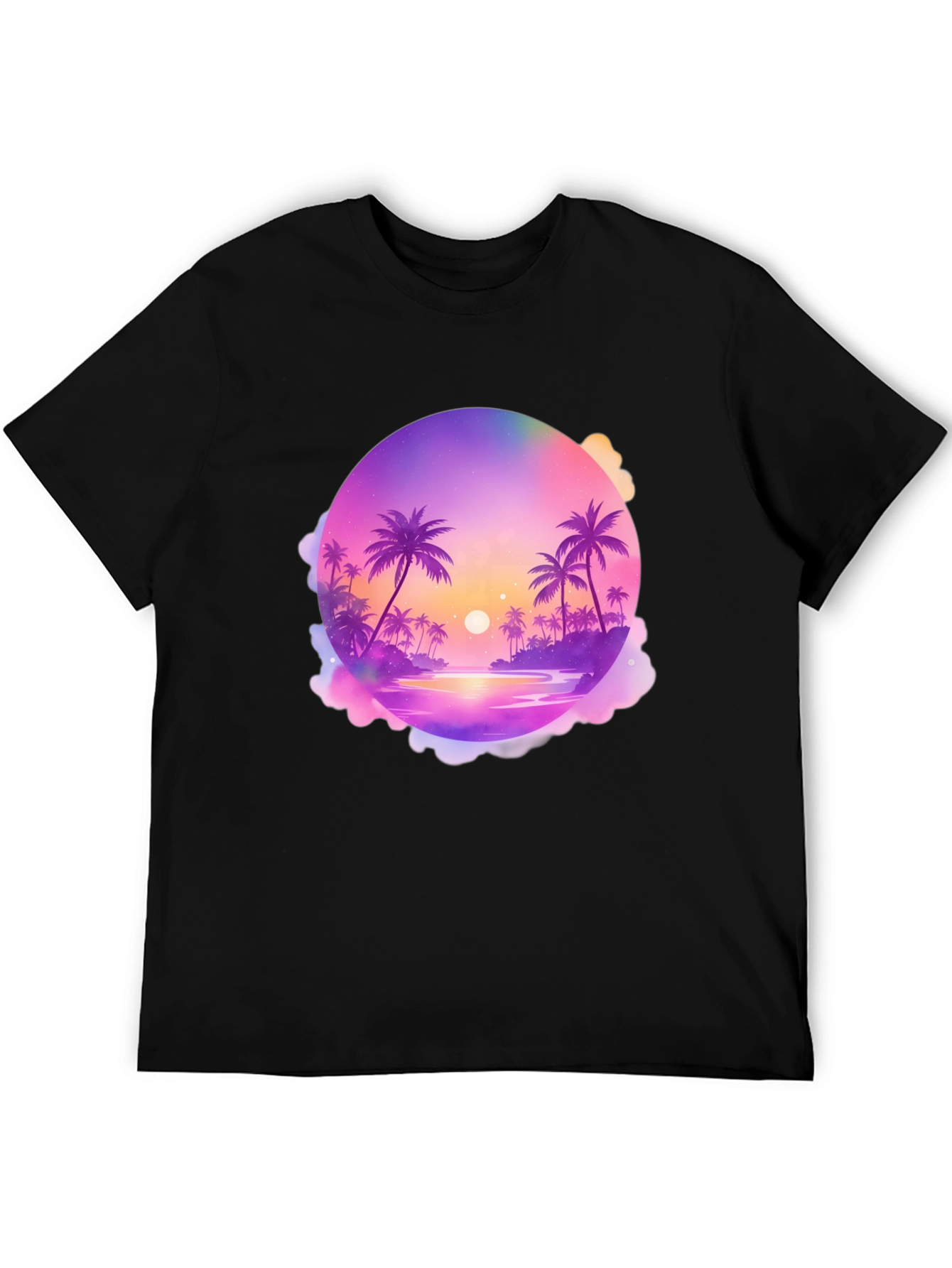 Tropical Sunset Graphic Tee - Black