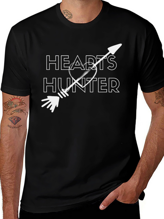 Hearts Hunter Graphic Tee - Black Cotton