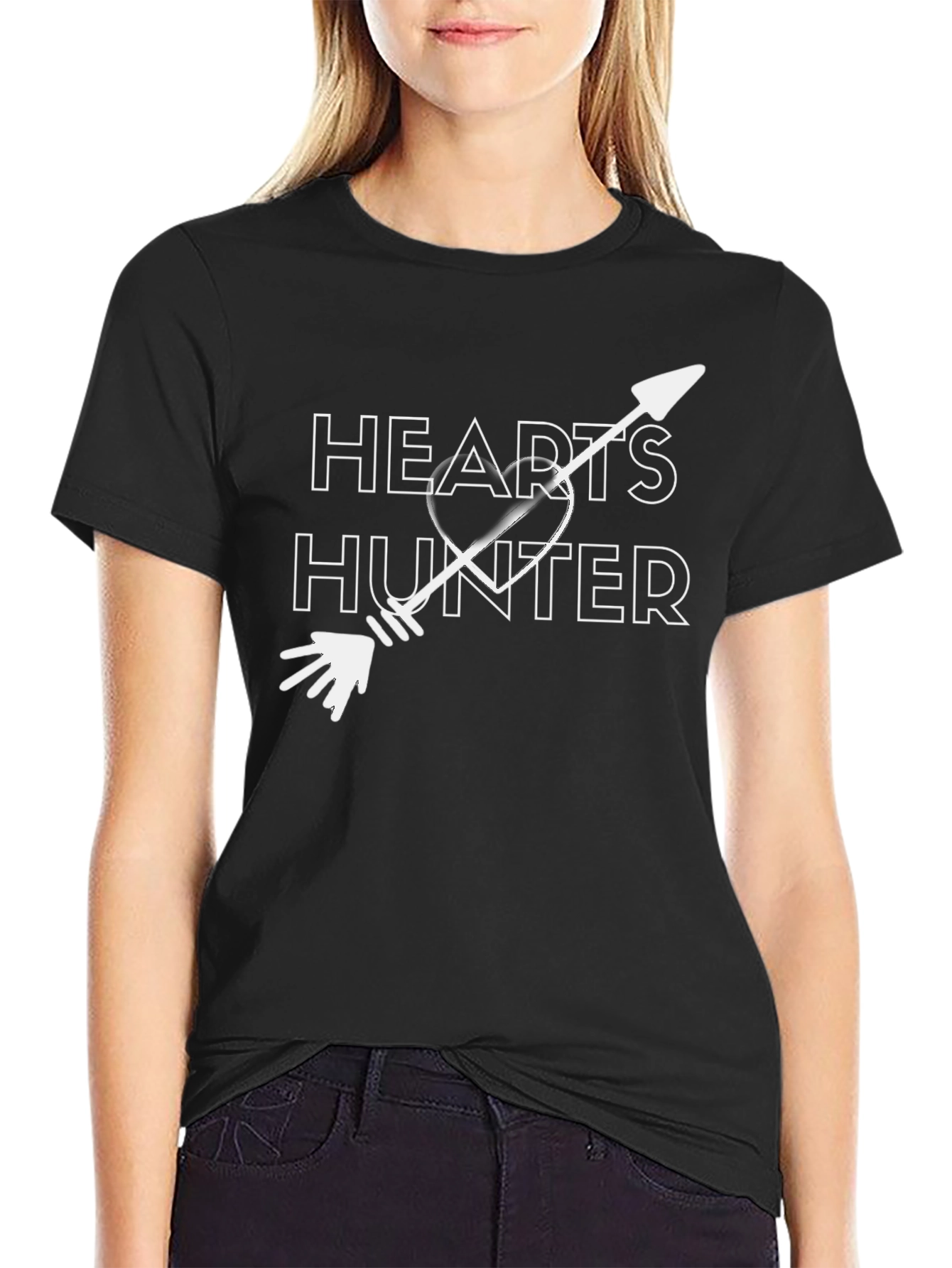 Hearts Hunter Graphic Tee - Black Cotton