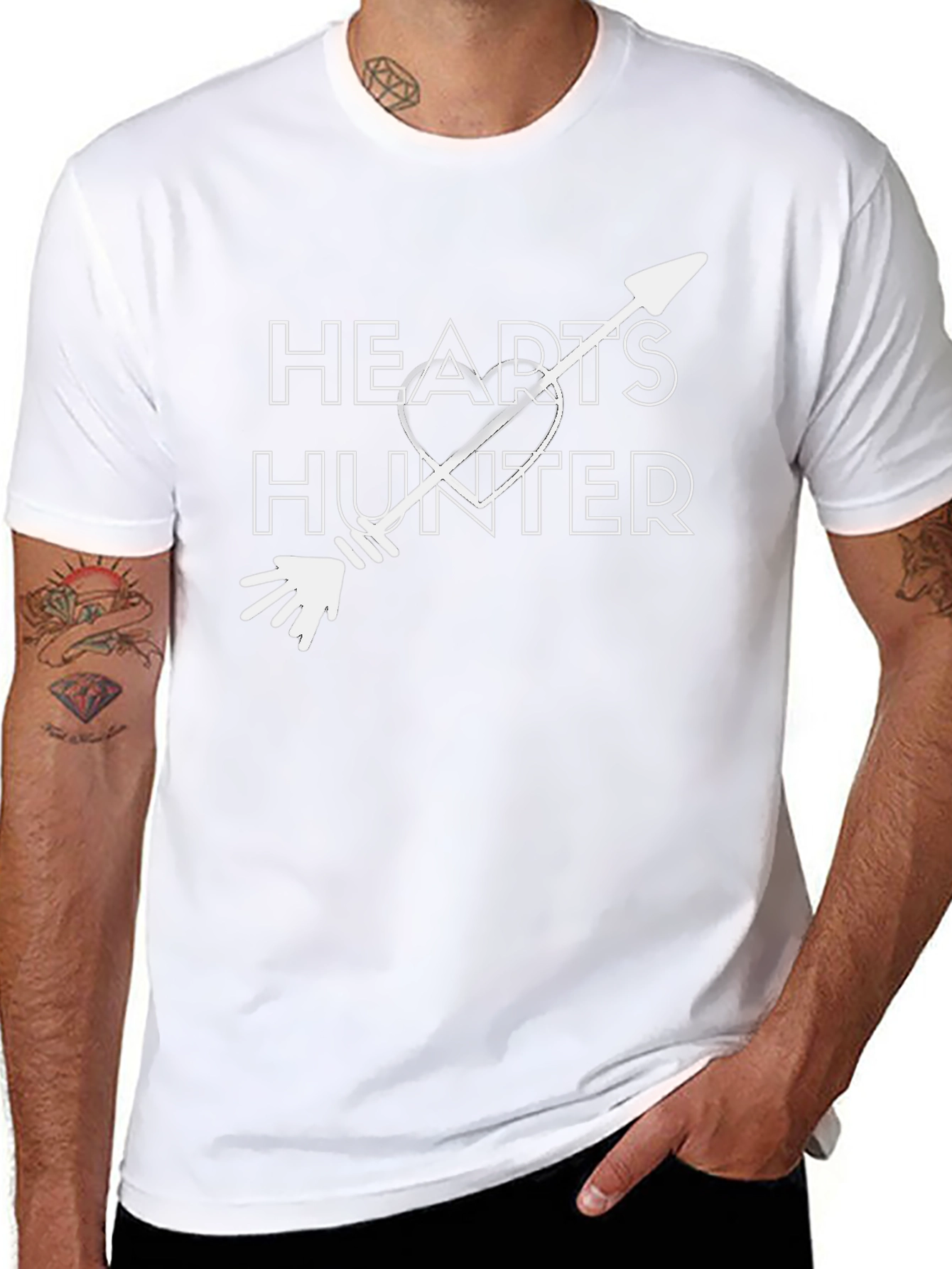Hearts Hunter Graphic Tee - Black Cotton