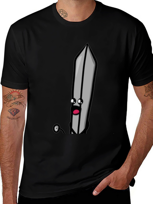 Cartoon Sword T-Shirt - Black Humorous Design