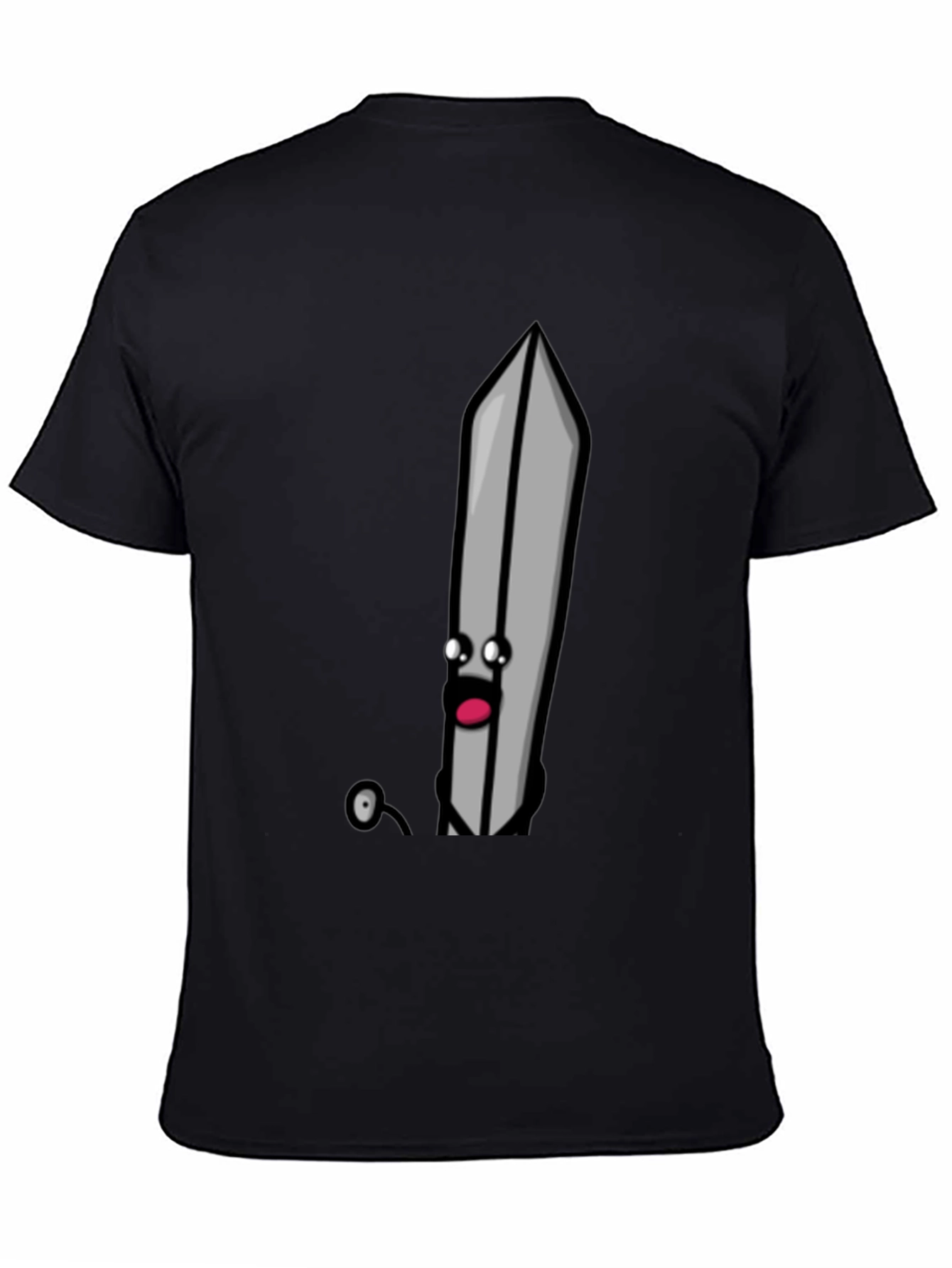 Cartoon Sword T-Shirt - Black Humorous Design