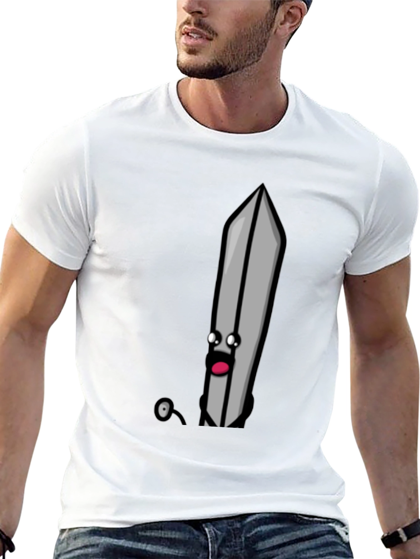 Cartoon Sword T-Shirt - Black Humorous Design
