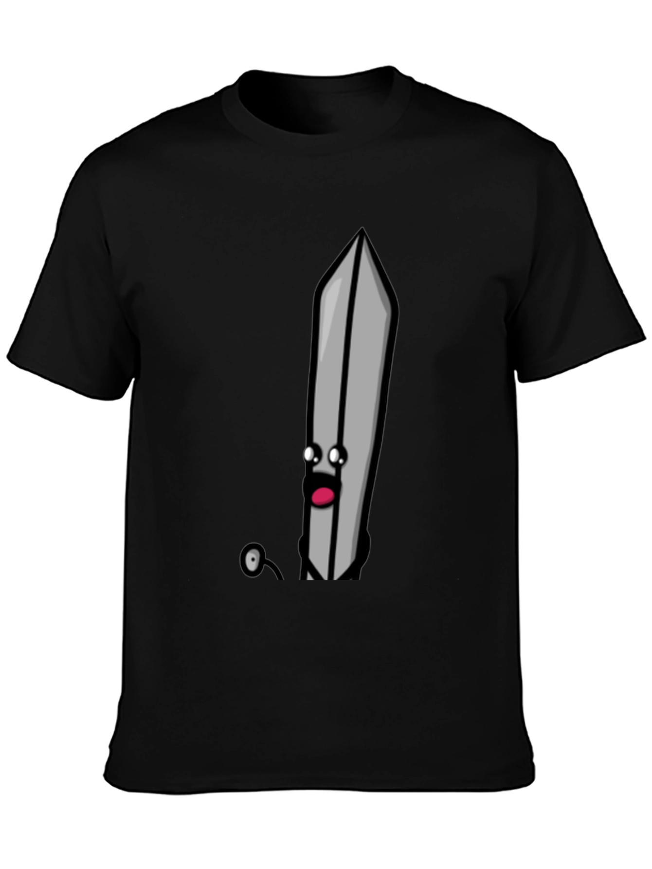 Cartoon Sword T-Shirt - Black Humorous Design