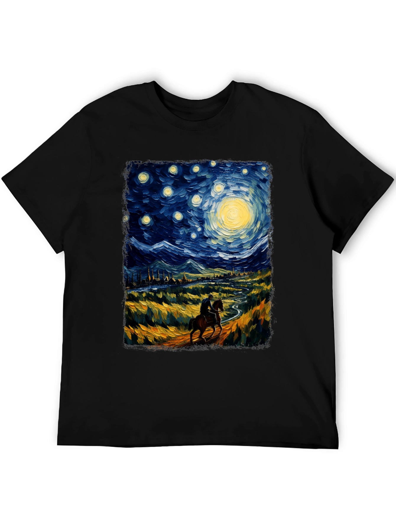 Starry Night Rider Graphic Tee - Van Gogh Inspired