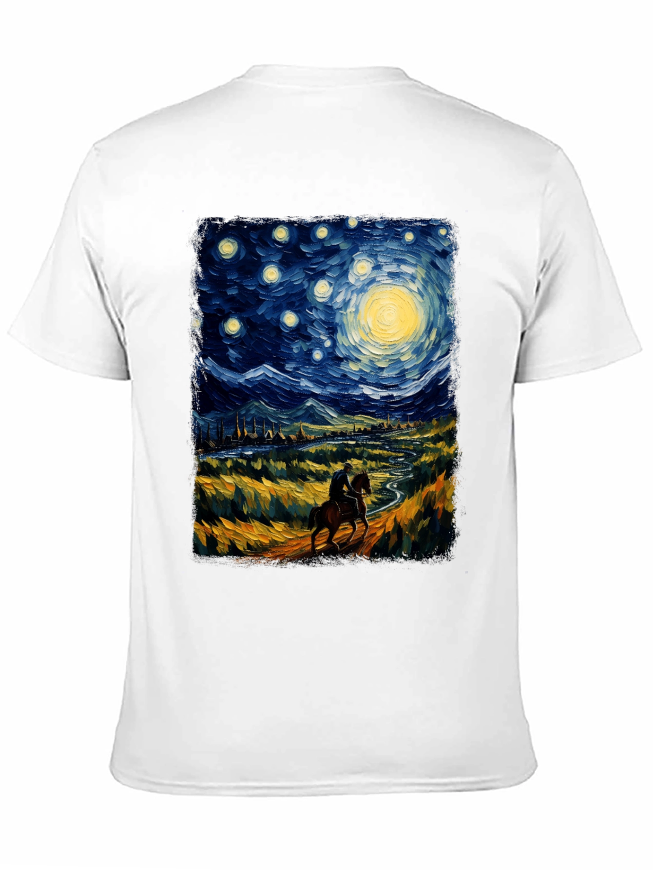 Starry Night Rider Graphic Tee - Van Gogh Inspired
